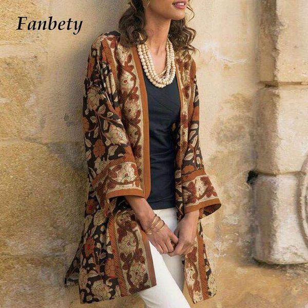 women vintage floral print open stitch coat autumn elegant v neck covered button jacket casual wide-waisted female long cardigan women', Black;brown
women vintage floral print open stitch coat autumn elegant v neck covered button jacket casual wide-waisted female long cardigan women', Black;brown