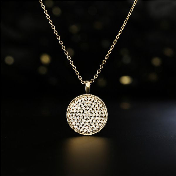 ins style gold disc pendant new copper micro inlaid zircon geometric necklace party jewelry, Silver
ins style gold disc pendant new copper micro inlaid zircon geometric necklace party jewelry, Silver