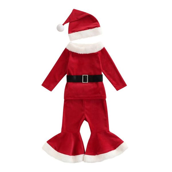 clothing sets toddler girls 3pcs christmas outfits, long sleeve plush trim belted + flare pants santa hat set, White
clothing sets toddler girls 3pcs christmas outfits, long sleeve plush trim belted + flare pants santa hat set, White