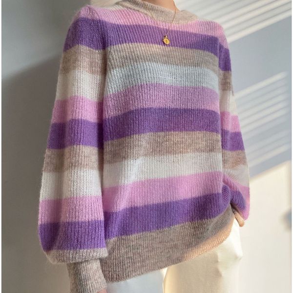 sweaters women striped knitted sweater retro autumn winter long lantern sleeve o-neck female, White;black
sweaters women striped knitted sweater retro autumn winter long lantern sleeve o-neck female, White;black