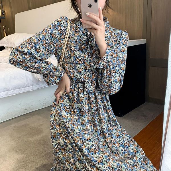 casual dresses spring/autumn korean style women a-line long sleeve print chiffon dress bow collar design mid-calf a946, Black;gray
casual dresses spring/autumn korean style women a-line long sleeve print chiffon dress bow collar design mid-calf a946, Black;gray