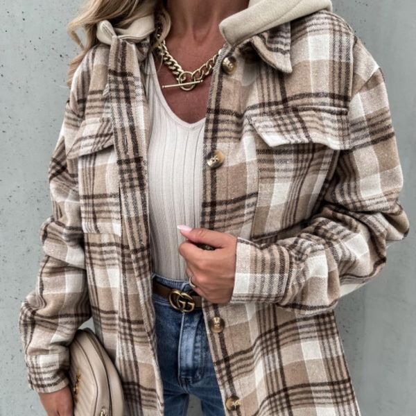 women's jackets 2021 spring autumn plaid print elegant office cardigan vintage patchwork jacket coat women fashion zipper hooded outer, Black;brown
women's jackets 2021 spring autumn plaid print elegant office cardigan vintage patchwork jacket coat women fashion zipper hooded outer, Black;brown