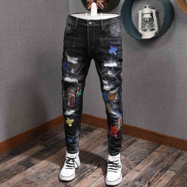 jeans fashion streetwear slim fit patches designer ripped men destroyed pencil pants hip hop jeans homme, Blue
jeans fashion streetwear slim fit patches designer ripped men destroyed pencil pants hip hop jeans homme, Blue