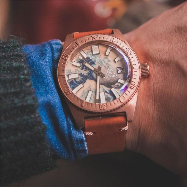 proxima watch cusn8 bronze mechanical diver men automatic watches luminous c3 sapphire glass genuine leather bracelet man clocks wristwatche, Slivery;brown
proxima watch cusn8 bronze mechanical diver men automatic watches luminous c3 sapphire glass genuine leather bracelet man clocks wristwatche, Slivery;brown