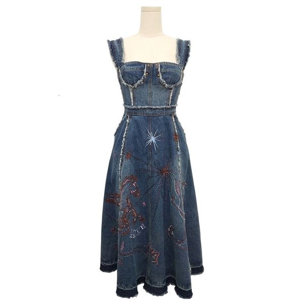 casual dresses summer sleeveless dressed in spaghetti sash elegant embroidery fine fitting denim dress office lady clothing sqny, Black;gray
casual dresses summer sleeveless dressed in spaghetti sash elegant embroidery fine fitting denim dress office lady clothing sqny, Black;gray