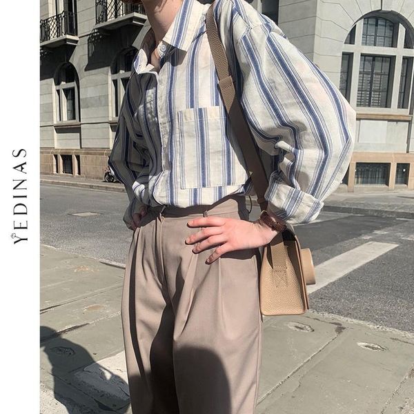 women's blouses & shirts yedinas 2021 spring fashion blue stripe blouse shirt women korean style female harajuku overside plus size, White
women's blouses & shirts yedinas 2021 spring fashion blue stripe blouse shirt women korean style female harajuku overside plus size, White