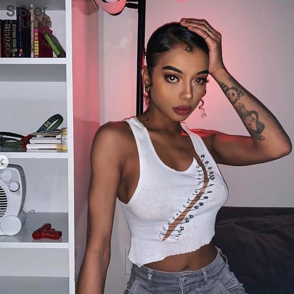 brooches button hollow women tanks crop tees patchwork club skinny fashion casual streetwear mujer, White
brooches button hollow women tanks crop tees patchwork club skinny fashion casual streetwear mujer, White