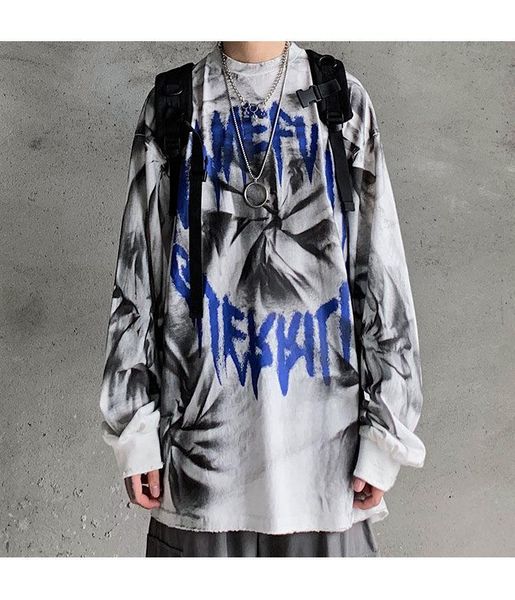 men's t-shirts long-sleeved male ins dark high street retro tie-dye letter printing loose harajuku bf wind t-shirt student tide streetw, White;black
men's t-shirts long-sleeved male ins dark high street retro tie-dye letter printing loose harajuku bf wind t-shirt student tide streetw, White;black