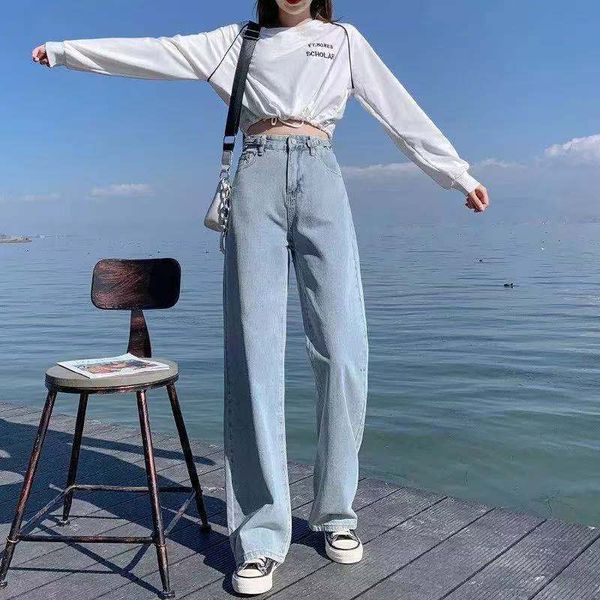 women's jeans korean baggy jeans woman high waist casual wide leg straight pants women big clean solid denim g34w, Blue
women's jeans korean baggy jeans woman high waist casual wide leg straight pants women big clean solid denim g34w, Blue