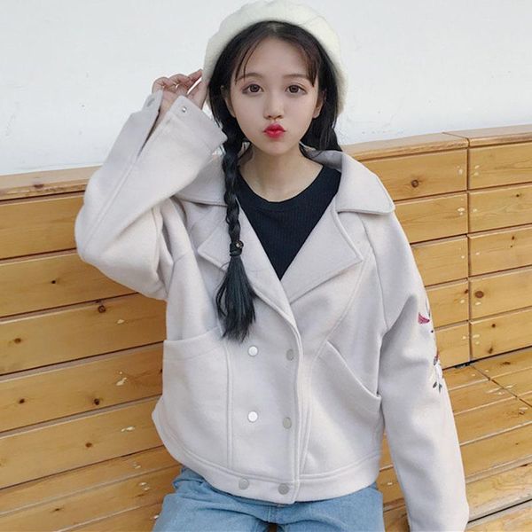 women's jackets preppy style short wool blend ladies coat hand-painted jacket single breasted korean womens fashion, Black;brown
women's jackets preppy style short wool blend ladies coat hand-painted jacket single breasted korean womens fashion, Black;brown