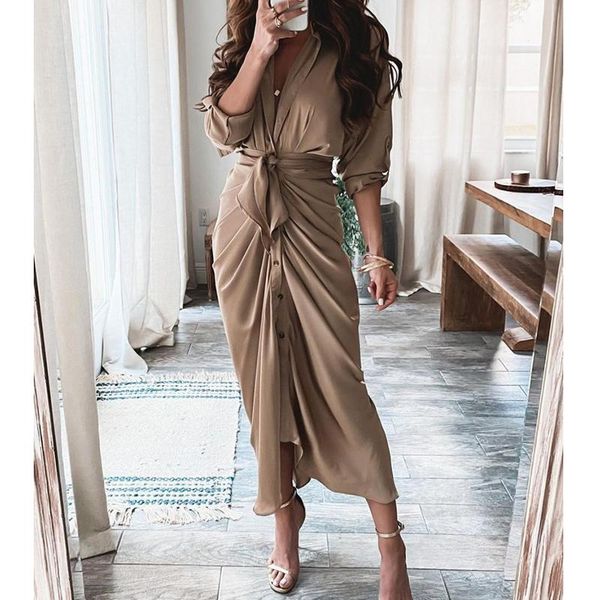 casual dresses ladies femme solid/printed shirt dress fall spring belted high waist buttons ruched asymmetric long women party xxl, Black;gray
casual dresses ladies femme solid/printed shirt dress fall spring belted high waist buttons ruched asymmetric long women party xxl, Black;gray