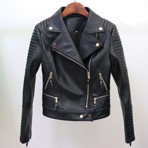 women's leather & faux high street 2021 est fashion female rider biker jacket synthetic motorcycle, Black
women's leather & faux high street 2021 est fashion female rider biker jacket synthetic motorcycle, Black