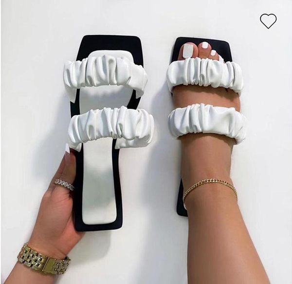european and american sandals flat women's shoes candy color pleated slippers square head woman, Black
european and american sandals flat women's shoes candy color pleated slippers square head woman, Black