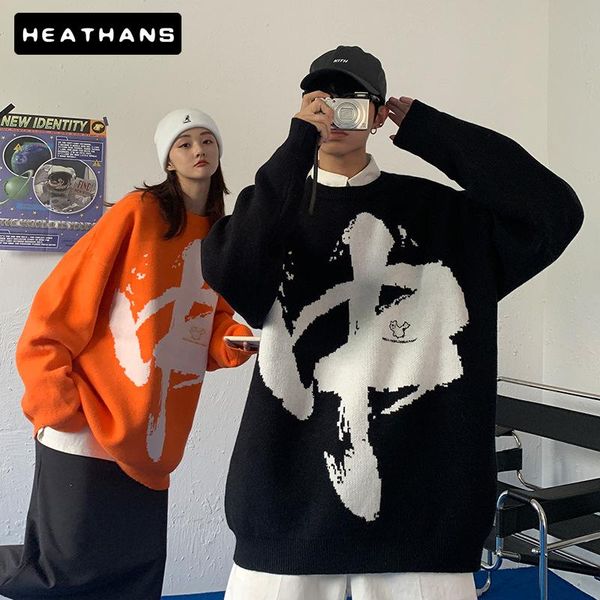 pullovers men's chinese style personalized jumpers sweater mens hip hop cool jacquard couple sweaters loose chic male knitwear, White;black
pullovers men's chinese style personalized jumpers sweater mens hip hop cool jacquard couple sweaters loose chic male knitwear, White;black