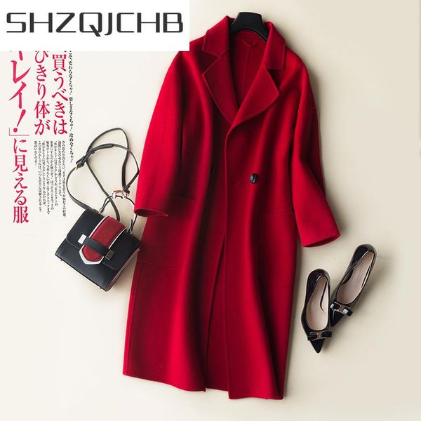 women's wool & blends shzq autumn winter coat women 100% female long jackets korean spring sided woolen clothes black overcoat lwl1324
women's wool & blends shzq autumn winter coat women 100% female long jackets korean spring sided woolen clothes black overcoat lwl1324