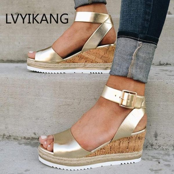dress shoes wedge sandals fish mouth open toe women buckle strap rubber golden ankle pu lady solid high heel d25, Black
dress shoes wedge sandals fish mouth open toe women buckle strap rubber golden ankle pu lady solid high heel d25, Black