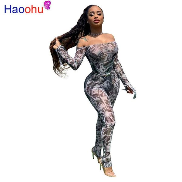 women's jumpsuits & rompers dollar print jumpsuit off shoulder long sleeve bodycon 2021 fall party clubwear night clothing women, Black;white
women's jumpsuits & rompers dollar print jumpsuit off shoulder long sleeve bodycon 2021 fall party clubwear night clothing women, Black;white