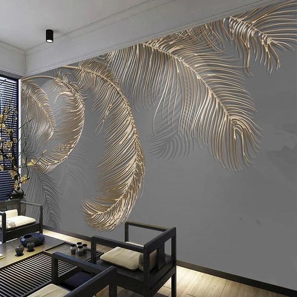 custom 3d mural self adhesive wallpaper modern feather luxury golden relief lines living room sofa tv background art home decor wallpapers
custom 3d mural self adhesive wallpaper modern feather luxury golden relief lines living room sofa tv background art home decor wallpapers