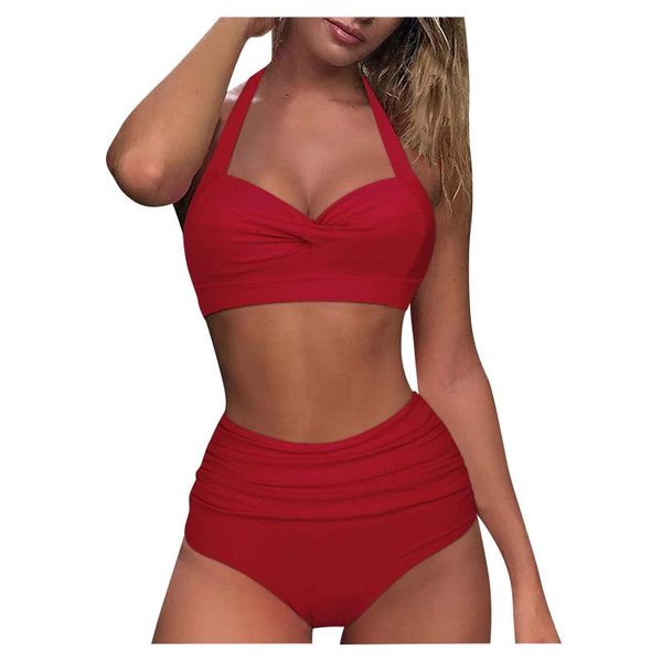 women's swimwear swimsuits women vintage beach two piece halter ruched high waist print bikini set 2021summer beachwear, White;black
women's swimwear swimsuits women vintage beach two piece halter ruched high waist print bikini set 2021summer beachwear, White;black