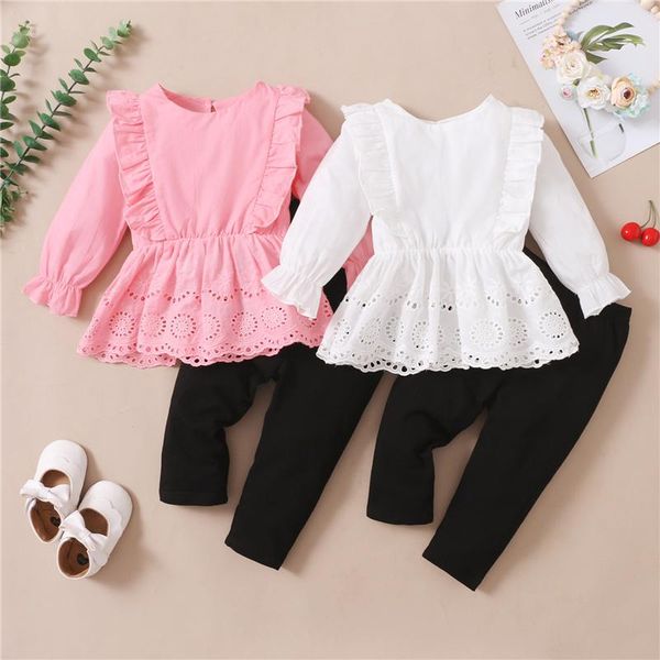 clothing sets 2pcs toddler baby girls sweet casual clothes set, hollow-out floral long sleeve o-neck + solid color elastic waist trouse, White
clothing sets 2pcs toddler baby girls sweet casual clothes set, hollow-out floral long sleeve o-neck + solid color elastic waist trouse, White