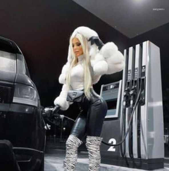 women's fur & faux winter warm fluffy coats jackets women fake cropped with hooded jacket1, Black
women's fur & faux winter warm fluffy coats jackets women fake cropped with hooded jacket1, Black