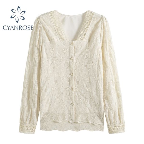 women lace embroidery elegant blouse vintage v neck cardigan rok shirt office ladies party loose chic ulzzang blusas 210430, White
women lace embroidery elegant blouse vintage v neck cardigan rok shirt office ladies party loose chic ulzzang blusas 210430, White