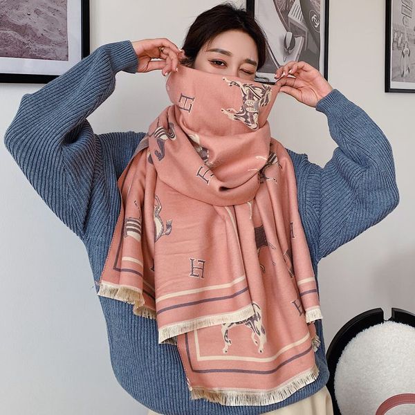 design 2021 new scarf female winter horse shawl double-sided imitation cashmere air conditioning warm bib 3783, Blue;gray
design 2021 new scarf female winter horse shawl double-sided imitation cashmere air conditioning warm bib 3783, Blue;gray