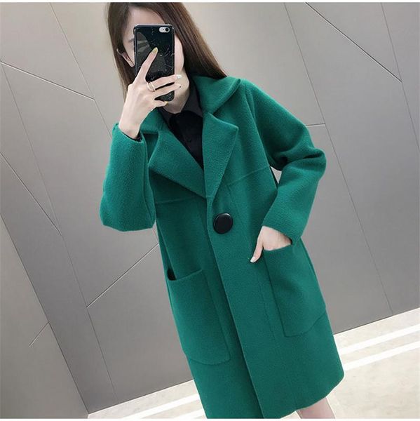 women's wool & blends fashion mid-length coat 2021 autumn winter korean double-sided mink velvet elegant knitted cardigan jackets 816, Black
women's wool & blends fashion mid-length coat 2021 autumn winter korean double-sided mink velvet elegant knitted cardigan jackets 816, Black