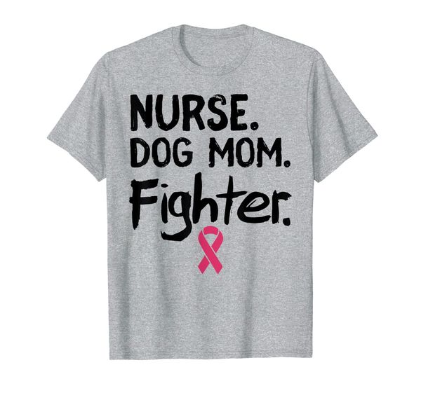 nurse dog mom fighter shirt breast cancer support gift t-shirt, White;black