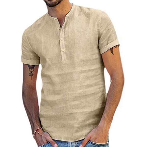 men's t-shirts 2021 summer male short sleeve linen button t-shirt o-neck fashion solid casual cotton henley loose blouse tee men clothi, White;black
men's t-shirts 2021 summer male short sleeve linen button t-shirt o-neck fashion solid casual cotton henley loose blouse tee men clothi, White;black