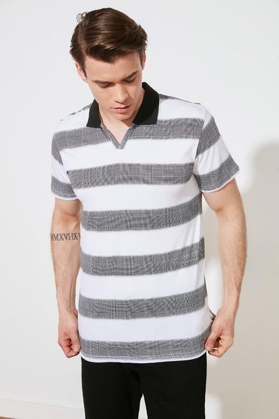 men's polos trendyol men 's regular fit striped short sleeve collar t-shirt tmnss21po0123, White;black
men's polos trendyol men 's regular fit striped short sleeve collar t-shirt tmnss21po0123, White;black
