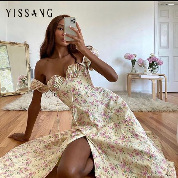 Yissang Lace Floral Print Summer Dress Women Ruched Short Puff Sleeve Split Midi Long Party Dresses Female Sexy SunDress 2021, Yellow
Yissang Lace Floral Print Summer Dress Women Ruched Short Puff Sleeve Split Midi Long Party Dresses Female Sexy SunDress 2021, Yellow