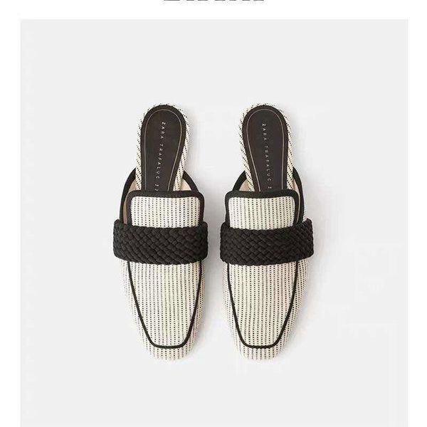 women's shoes summer striped stitching muller flat bottom lazy baotou slippers women wild comfortable single, Black
women's shoes summer striped stitching muller flat bottom lazy baotou slippers women wild comfortable single, Black