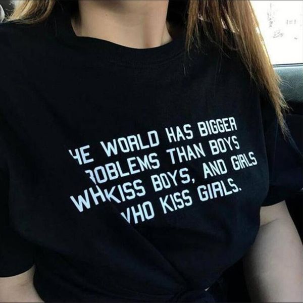 women's t-shirt casual letter t shirt the world has bigger problems than boys who kiss and girls tumblr women harajuku, White
women's t-shirt casual letter t shirt the world has bigger problems than boys who kiss and girls tumblr women harajuku, White