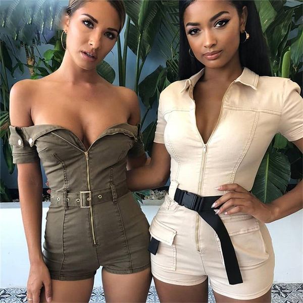 women's jumpsuits & rompers street lapel zipper overalls pocket stitching jumpsuit casual loose and comfortable khaki black belt one-pi, Black;white 
women's jumpsuits & rompers street lapel zipper overalls pocket stitching jumpsuit casual loose and comfortable khaki black belt one-pi, Black;white