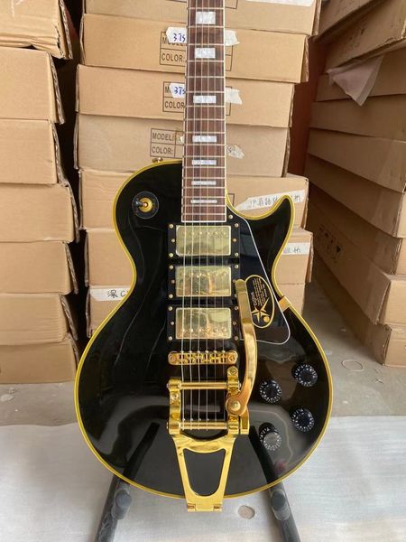 custom electric guitar yellow binding black color golden hardware mahogany body rosewood fingerboard
custom electric guitar yellow binding black color golden hardware mahogany body rosewood fingerboard