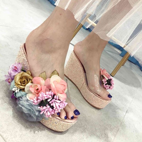 sandal nice flower women's slippers see off 2021 paillette transparent manual slipper, Black
sandal nice flower women's slippers see off 2021 paillette transparent manual slipper, Black