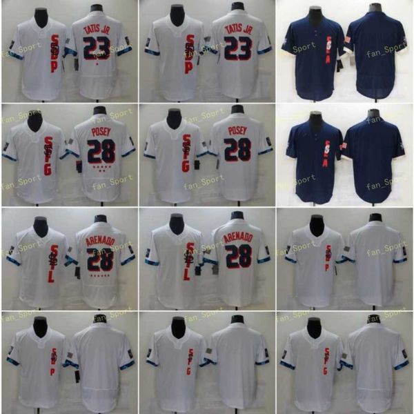 2021 all star 23 fernando tatis jr baseball jerseys 28 nolan arenado posey cool base flexbase white blue stitched, Blue;black
2021 all star 23 fernando tatis jr baseball jerseys 28 nolan arenado posey cool base flexbase white blue stitched, Blue;black