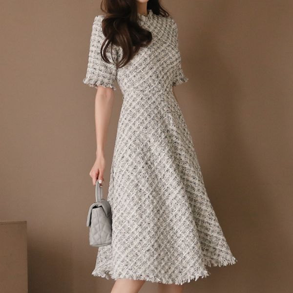 casual dresses spring small fragrant tweed women half sleeve high waist midi elegant plaid slim fit a line tassel ttu0, Black;gray
casual dresses spring small fragrant tweed women half sleeve high waist midi elegant plaid slim fit a line tassel ttu0, Black;gray