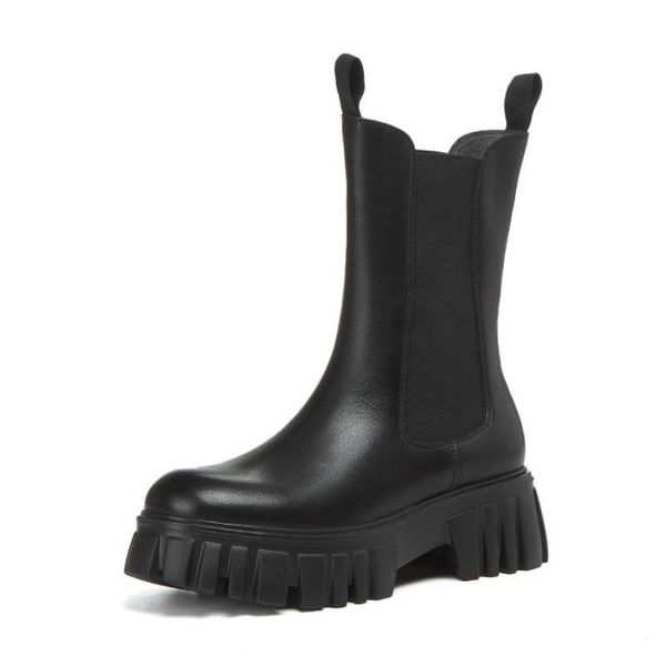women real leather shoes ankle boots thick bottom platform mixed color slip on short boot ladies footwear size 34-39, Black
women real leather shoes ankle boots thick bottom platform mixed color slip on short boot ladies footwear size 34-39, Black