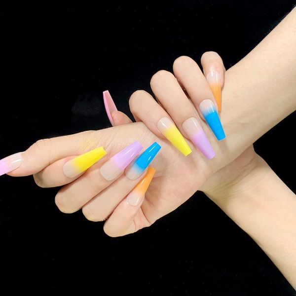 24pcs fake nails with glue rainbow wear long paragraph fashion manicure patch false save time wearable nail dl, Red;gold
24pcs fake nails with glue rainbow wear long paragraph fashion manicure patch false save time wearable nail dl, Red;gold