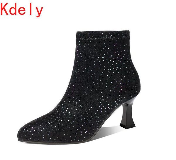 boots 2021 autumn winter women bling knitting high heels ankle crystal pointed toe dress shoes stiletto ladies botas mujer, Black
boots 2021 autumn winter women bling knitting high heels ankle crystal pointed toe dress shoes stiletto ladies botas mujer, Black