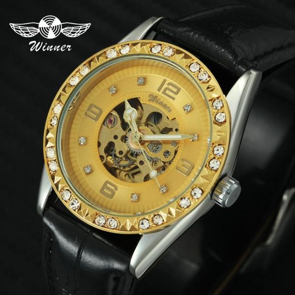 wristwatches winner vintage women mechanical wrist watch gold skeleton dial leather strap crystal decoration ladies watches top, Slivery;brown
wristwatches winner vintage women mechanical wrist watch gold skeleton dial leather strap crystal decoration ladies watches top, Slivery;brown
