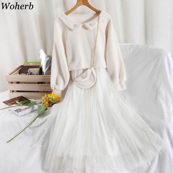 women's tracksuits woherb korean fashion suit fall clothes gauze dress sweater crio two piece outfits for women female roupas 2 set, Gray
women's tracksuits woherb korean fashion suit fall clothes gauze dress sweater crio two piece outfits for women female roupas 2 set, Gray