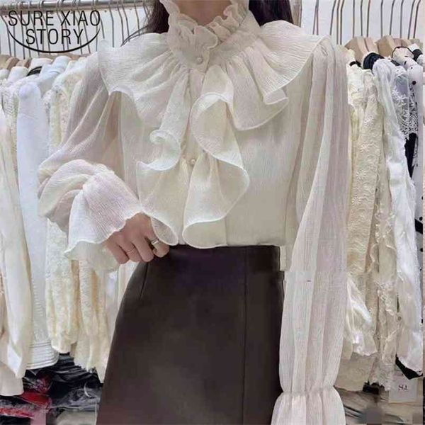 spring ruffle stitching blouse women buttons ruched loose palace long flare sleeve fashion chiffon shirt 12946 210421, White
spring ruffle stitching blouse women buttons ruched loose palace long flare sleeve fashion chiffon shirt 12946 210421, White