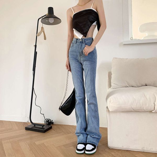 micro trumpet women's summer light color elastic high waist thin and wide leg dragging pants, Blue
micro trumpet women's summer light color elastic high waist thin and wide leg dragging pants, Blue