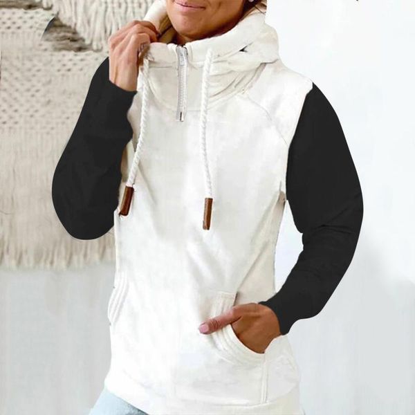 women's hoodies & sweatshirts 40# bicolor splicing hooded hoodie women button down long sleeve with pocket drawstring autumn winter, Black
women's hoodies & sweatshirts 40# bicolor splicing hooded hoodie women button down long sleeve with pocket drawstring autumn winter, Black