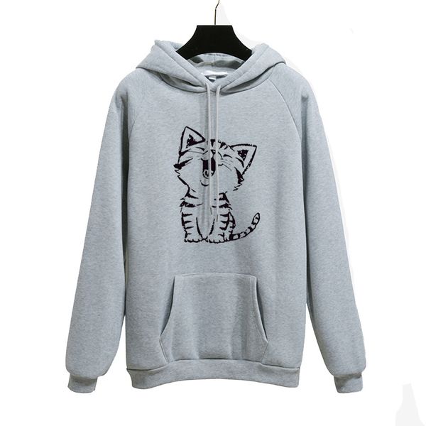 autumn and winter women's solid color hoodie 2021 new loose fleece happy cat print hooded sweater, Black
autumn and winter women's solid color hoodie 2021 new loose fleece happy cat print hooded sweater, Black
