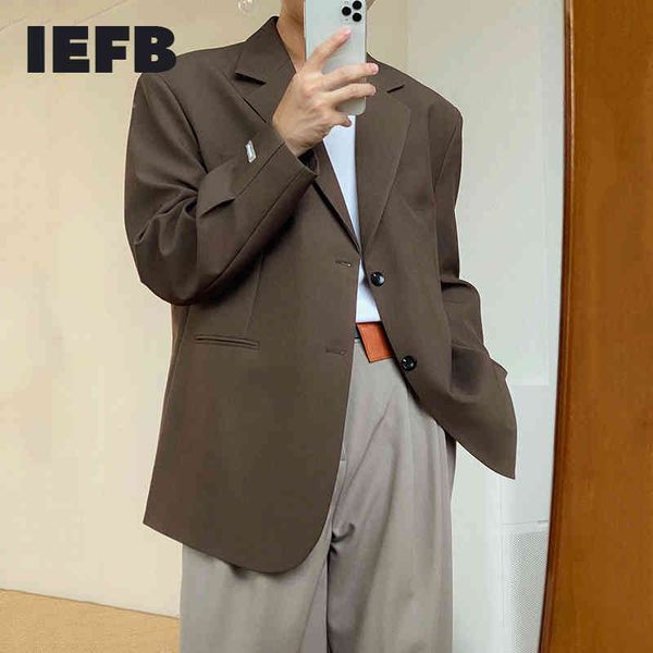 iefb men's causal single breasted blazers spring vintage brown men's clothes casual niche design loose suit coat 9y5157 210524, White;black 
iefb men's causal single breasted blazers spring vintage brown men's clothes casual niche design loose suit coat 9y5157 210524, White;black