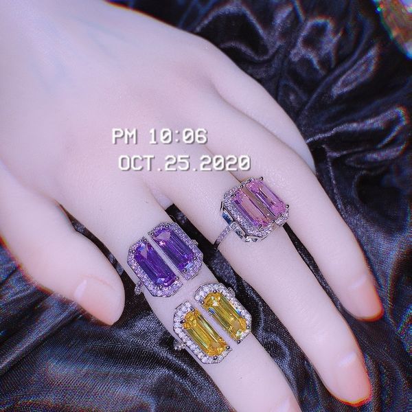 song yanfei's same square color opening design, cut crystal , fashionable and versatile wedding ring, Silver
song yanfei's same square color opening design, cut crystal , fashionable and versatile wedding ring, Silver